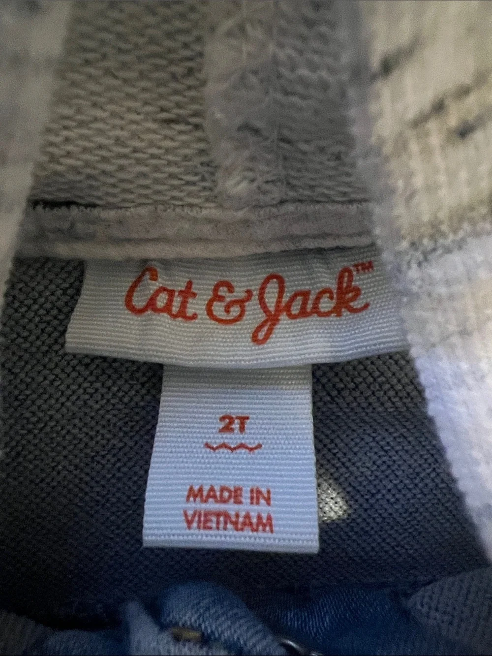 Cat & Jack Blue Denim Jacket with Heather Gray Hood and Sleeves